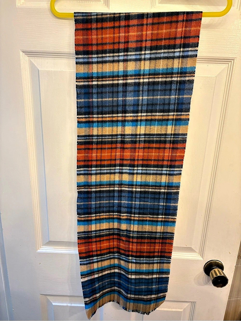 Plaid Scarf in Blue & Orange